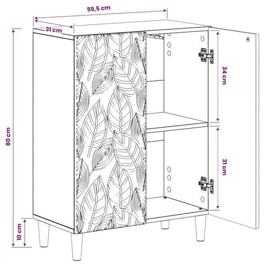 Bathroom Storage Cainet DELFT Black 59.5 x 31 x 80 cm