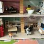 wooden dolls house with furniture & figures Image 4