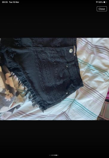 shorts  Bershka size 10 black frayed end style
