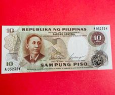 Philippines   10  Piso   1969  Pick  144a  ( Uncirculated )