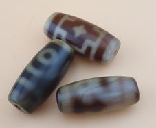 Vintage Lot of 3 Himalayan Tibetan Agate Dzi Beads Amulets