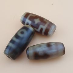 Vintage Lot of 3 Himalayan Tibetan Agate Dzi Beads Amulets