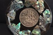 Paua Shell Coaster with New Zealand 50c Coin