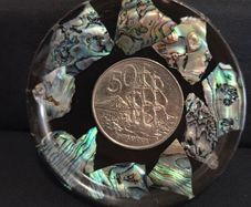 Paua Shell Coaster with New Zealand 50c Coin