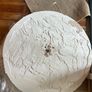 Pair of decorative white ceiling roses for chandeliers or pendant lights. Image 3