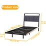 Single with LED Lights,Ergonomic Headboard with USB Charging,Bed Frames Noise-Free Metal Slats,Black Image 6