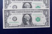 USA Dollar pair,2017.Uncirculated Banknotes.Consecutive.