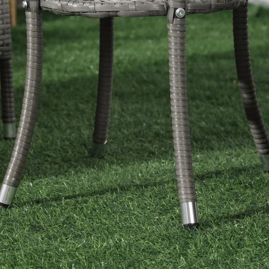 Garden Outdoor Rattan Furniture Bistro Set 3 PCs Patio Weave Companion Chair Table Set Conservatory, Light Grey (FREE SHIPPING)