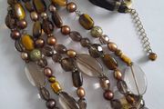 NECKLACE - Tigers Eye - Glass - Filigree Metal Beads