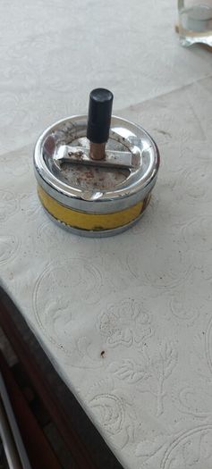 Vintage Roulette Push Ashtray: Metal Man Cave Decor,1960s 70s ,sold as seen ,see pictures for condition, used ,,abit of rust ,needs a clean