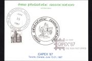 1987 Ireland apex 1987 EPA (Eire Philatelic Association) souvenir card with 26p definitive stamp with EPA cancel and AN Post Cancel