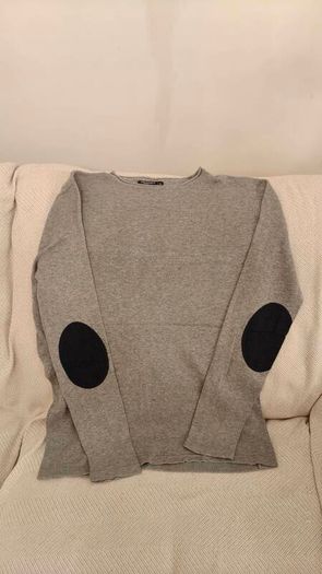 Springfield grey elbow-patch knit jumper