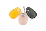 Sterling Silver 3-Stone Interchangeable Pendant- Rose Quartz, Citrine, Black Onyx