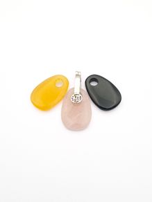 Sterling Silver 3-Stone Interchangeable Pendant- Rose Quartz, Citrine, Black Onyx