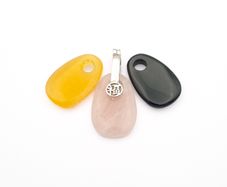 Sterling Silver 3-Stone Interchangeable Pendant- Rose Quartz, Citrine, Black Onyx