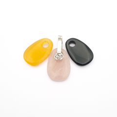 Sterling Silver 3-Stone Interchangeable Pendant- Rose Quartz, Citrine, Black Onyx