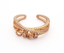Rose Gold Tone 925 Sterling Silver CZ Fidget Ring