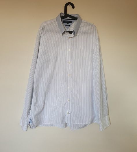 Tommy hilfiger 2007 long sleeve shirt size xxl white blue/pin pit to pit 25" like new