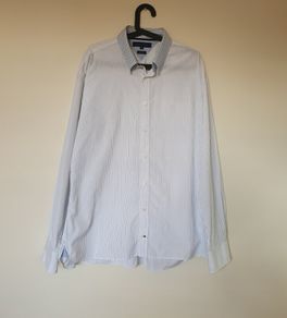 Tommy hilfiger 2007 long sleeve shirt size xxl white blue/pin pit to pit 25" like new