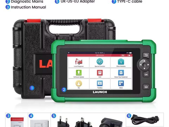 2026 New Energy Vehicle Scanner LAUNCH CRP919 EV Diagnostic Scanner,43+ Service Electric Vehicles Bidirectional Control CAN FD DOip