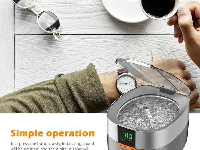 FREE EXPRESS SHIPPING Ultrasonic Jewelry Cleaner, 750ml Sonic Cleaner with Digital Timer for Eyeglasses, Rings, Coins, Silver, Denture Ultrasonic Cleaner Solution for Gifts