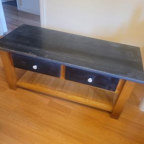Wooden coffee table or TV stand with two drawers