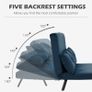 2 Seater Convertible Sofa Bed with Adjustable 5-Level Backrest and 2 Padded Cushions, Velvet-like Fabric, Blue Image 4