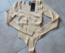 Small, With Tags 4TH ARQ Cream Ribbed Bodysuit
