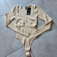 Small, With Tags 4TH ARQ Cream Ribbed Bodysuit