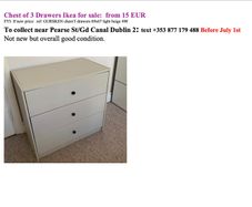 1 Chest of 3 Drawers Ikea  for sale