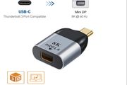 USB-C Thunderbolt 3 (Male) to Mini DisplayPort 1.4 (Female) 8K@60Hz Gold-Plated/Aluminum-Alloy Adapter (Brand New/Warranty)