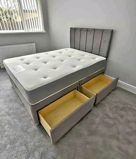 New Stylish single ,Double 4ft, 4ft6, King 5ft And 6ft Superking Sizes Divan Beds Instock. Drawers And Optional Tufted Mattresses Available. Free Delivery