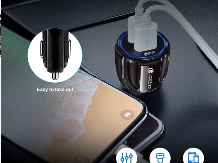 USB Car Adaptor 2 Port USB 3.0 Car Cigarette Lighter Phone Charger 30W 5A Fast Charging Compatible with iPhone Samsung Galaxy iPad Huawei (FREE POSTAGE)