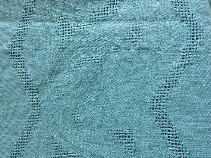 Blue Damask Linen Tablecloth