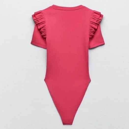 ZARA Red Ribbed Bodysuit Size S / EUR 36