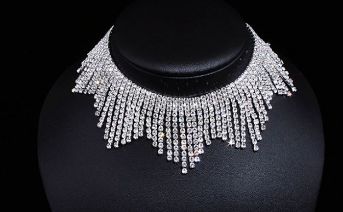 Luxury Bridal  Tassel Collar Choker Necklace Set