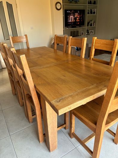 Solid Wood Dining Table & 8 Chairs