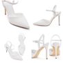 GENSHUO Elegant High Heels with Ankle Strap - White Satin EU 37 Image 2