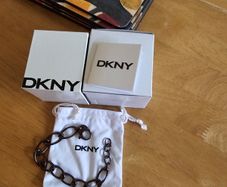 DKNY Oval Link Hematite Tone Bracelet / New