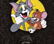 Tom and jerry , pin back badge.