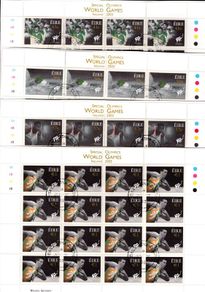 2003 Ireland 11th Special Olympics in Dublin Commemorative Stamp Sheetlet Plate 1A1A1A1A Fine CDS Used with Dublin cancel of 30th June 2003 (Frist day of issued) on envelope extract.