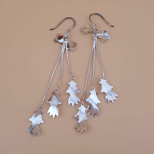 Sterling 925 Silver Cascading Leaf Drop Earrings