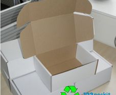 Lot of 10 small white & brown ecommerce shipping boxes eco friendly cardboard retail box for online shop, online retail and kraft Size 19 x 13 x 9 cm