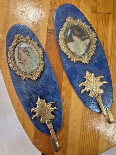 Pair of Vintage Handmade wall hanging hooks
