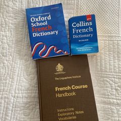 French dictionaries and Linguistic French Course Handbook