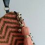 Beaded Coral & Gold Clutch / Wristlet Bag with Tassel Image 3