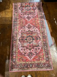 Two Persian-Style Runner Rugs Red/Pink & Blue