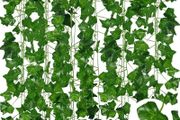 Artificial Ivy Garlands - 6Pack 210cm Length - Realistic Fake Vines for Room Aesthetic and Garden Wall Decoration for Indoor Outdoor, Green Faux Leaves