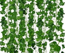 Artificial Ivy Garlands - 6Pack 210cm Length - Realistic Fake Vines for Room Aesthetic and Garden Wall Decoration for Indoor Outdoor, Green Faux Leaves