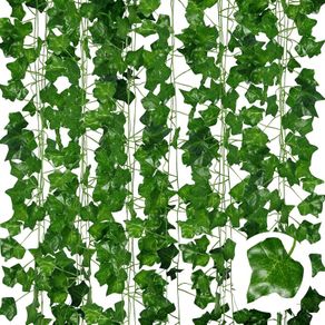 Artificial Ivy Garlands - 6Pack 210cm Length - Realistic Fake Vines for Room Aesthetic and Garden Wall Decoration for Indoor Outdoor, Green Faux Leaves